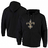 Men's New Orleans Saints G III Sports by Carl Banks Primary Logo Full Zip Hoodie Black,baseball caps,new era cap wholesale,wholesale hats